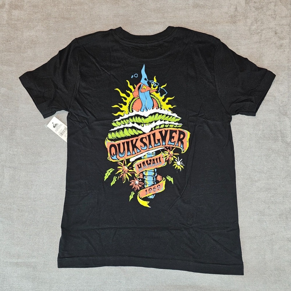 Quiksilver Boys Graphic T-Shirt Youth S 10 Cotton Crew Tee Hawaii Tasty Wave New